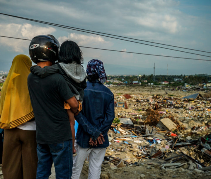 A view of a damaged area in Palu, Central Sulawesi, Indonesia, after being hit by the earthquake and tsunami. On 28 September 2018, a shallow earthquake struck off the Minahasa Peninsula, Indonesia, with its epicentre located in the mountainous Donggala Regency, Central Sulawesi. The quake was located 77 km (48 mi) away from the provincial capital Palu. Following the mainshock, a tsunami alert was issued. A localised tsunami struck Palu, sweeping shore-lying houses and buildings on its way. The combined effects of the earthquake and tsunami has led to many deaths. Many more are displaced or homeless and in need of help.